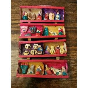 Peruvian Retablo Ornament Nativity Christmas Handmade Folk Art Sugar Cane